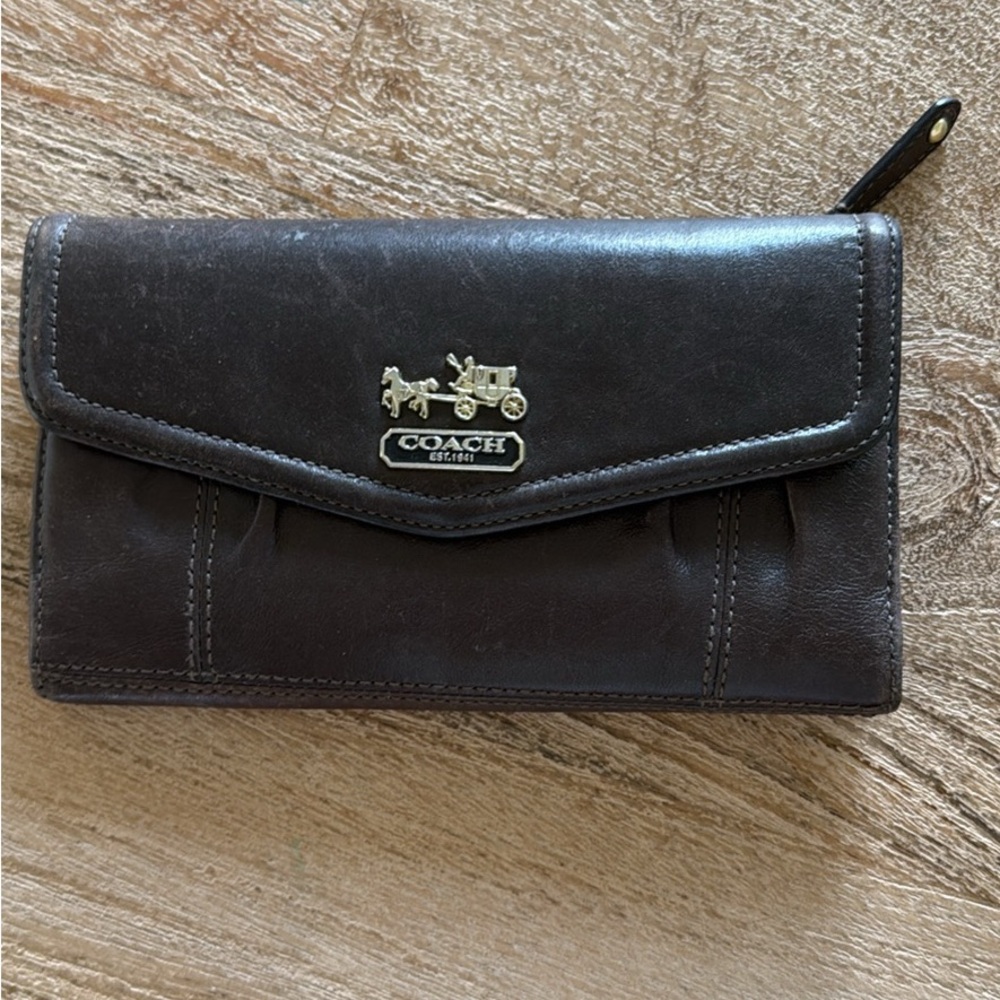 Coach Dark Brown Leather Clutch